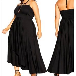 City chic black halter dress